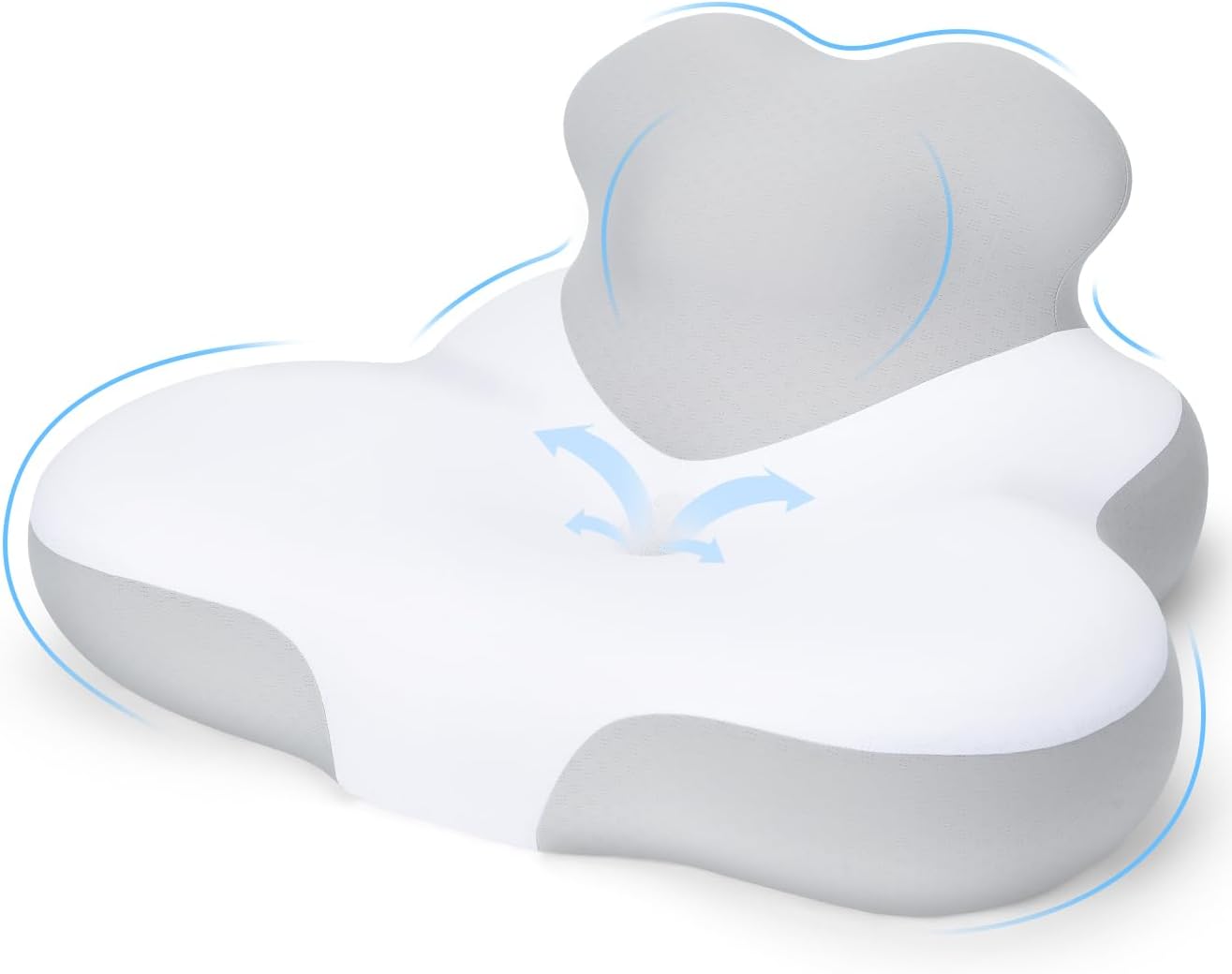 Reading Pillow for Bed, Memory Foam Bed Wedge Pillow with Neck,Chin & Back Support for Lying, Leaning, and Prone, Ergonomic Cervical Neck Pillows, Reading Wedge Pillow for Headboard (Grey)