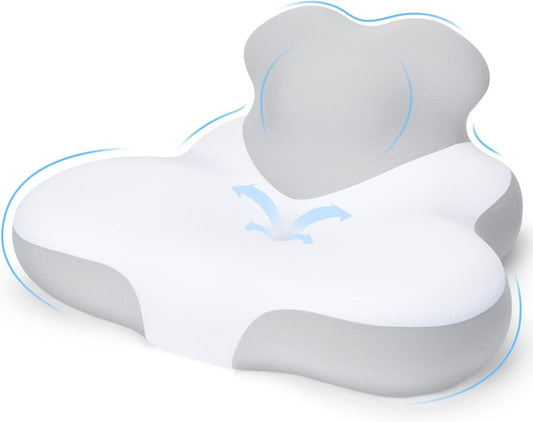 Reading Pillow for Bed, Memory Foam Bed Wedge Pillow with Neck,Chin & Back Support for Lying, Leaning, and Prone, Ergonomic Cervical Neck Pillows, Reading Wedge Pillow for Headboard (Grey)