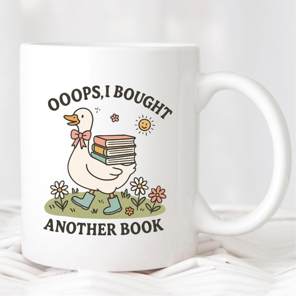 MissDaisy-Funny Book Lover Mug, Cute Reading Coffee Cup, Gifts for Readers, Librarians, Teachers, Bookworms & Introverts, Book Humor Animal Design (Bought another book)