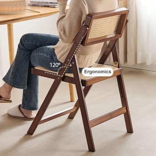 Leather Upholstered Chair,Mid Century Vintage Rattan Wood Chair with Adjustable Back Stackable Leisure Chair for Bedroom Living Room Reading Room Dining Brown Comfortable Rattan Seat