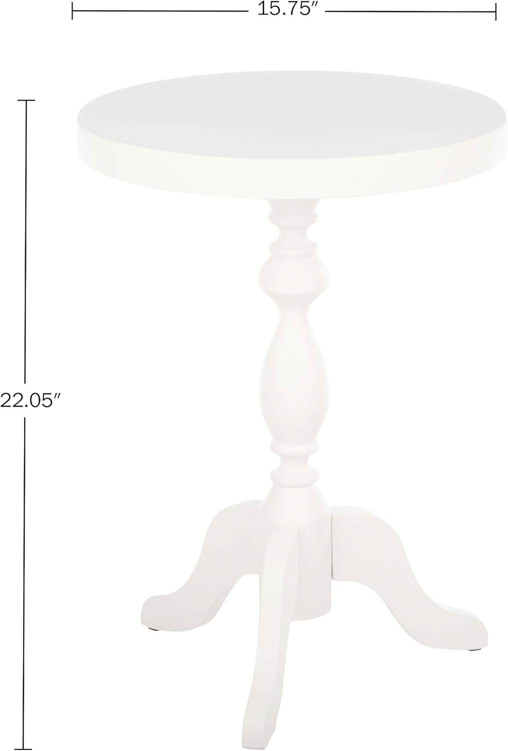 Pedestal Side Table - Round End Table with Vintage Look - Accent Furniture for Living Room, Bedroom, Office, or Entryway - Functional End Tables for Small Spaces by Lavish Home (White)