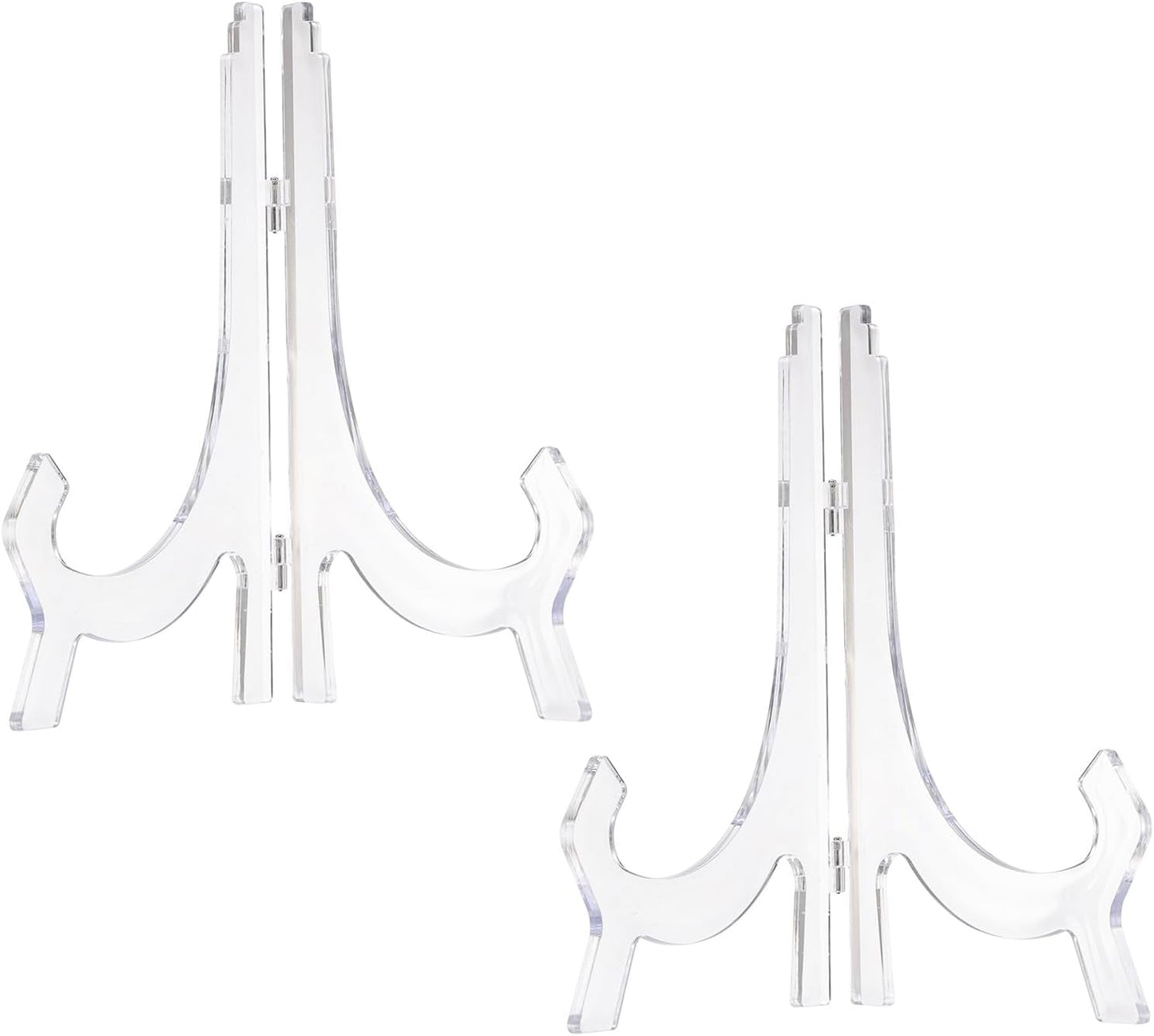 uxcell 2 Pcs 10" Acrylic Easel Display Stand, Folding Plate Display Stands Holder Clear Easel Plate Holder Picture Stands for Display Frames Decorative Picture Frame Magazine, Clear