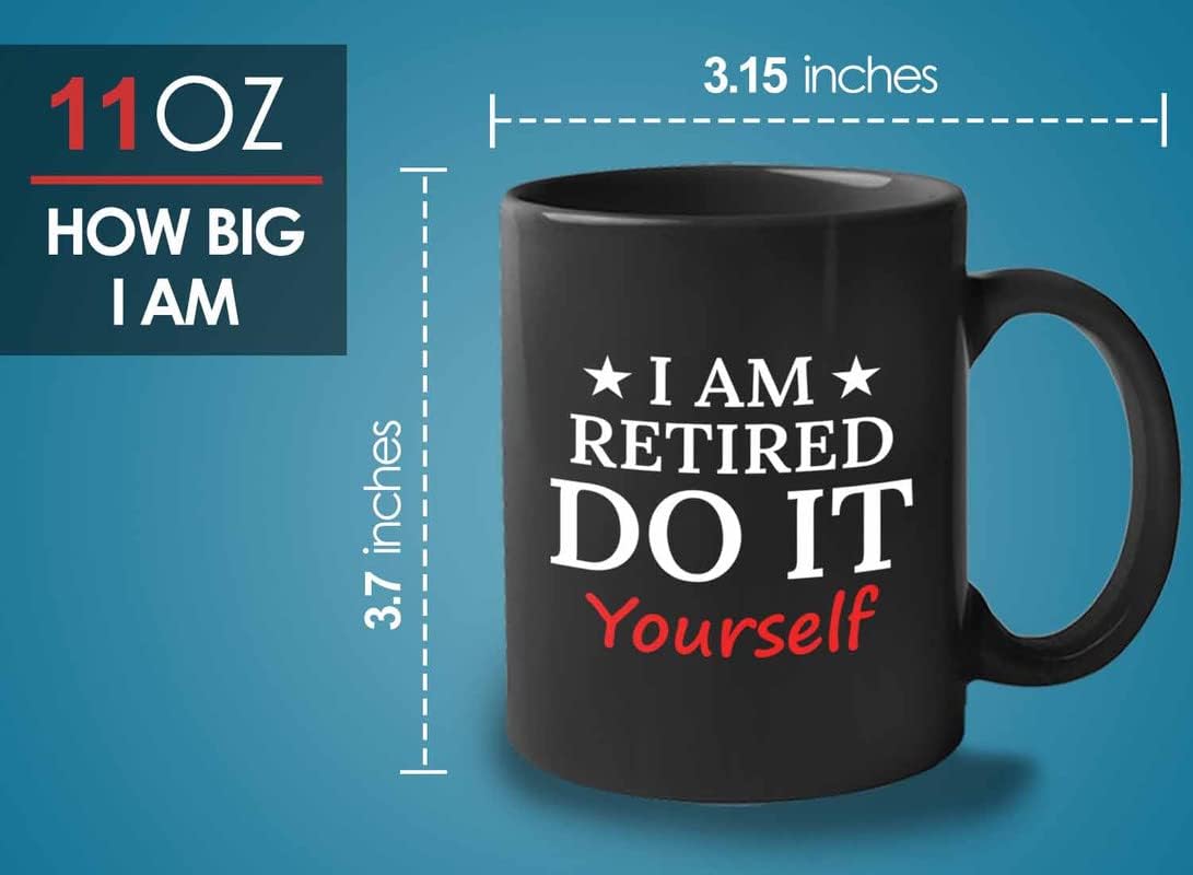 Retirement Coffee Mug 11oz Black - Retired Do It Yourself - Funny Retired Vintage Gift For Coworker Grandpa Dad Book Lover Librarian Bookworm Writer Reader