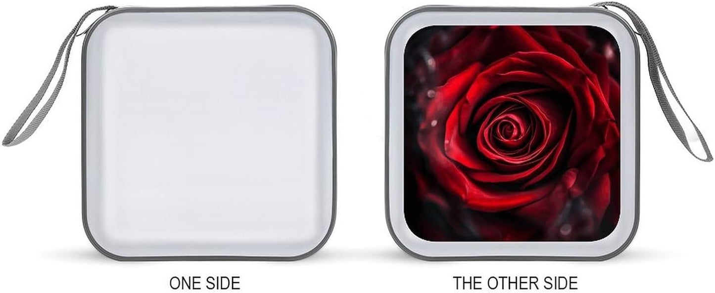 Red Rose Portrait CD Case 40 Capacity Case Zipper CD Collection Bag with Handles Cover DVD Storage Hard Plastic DVD Disc Cases Storage Binder for Car Home Office Travel