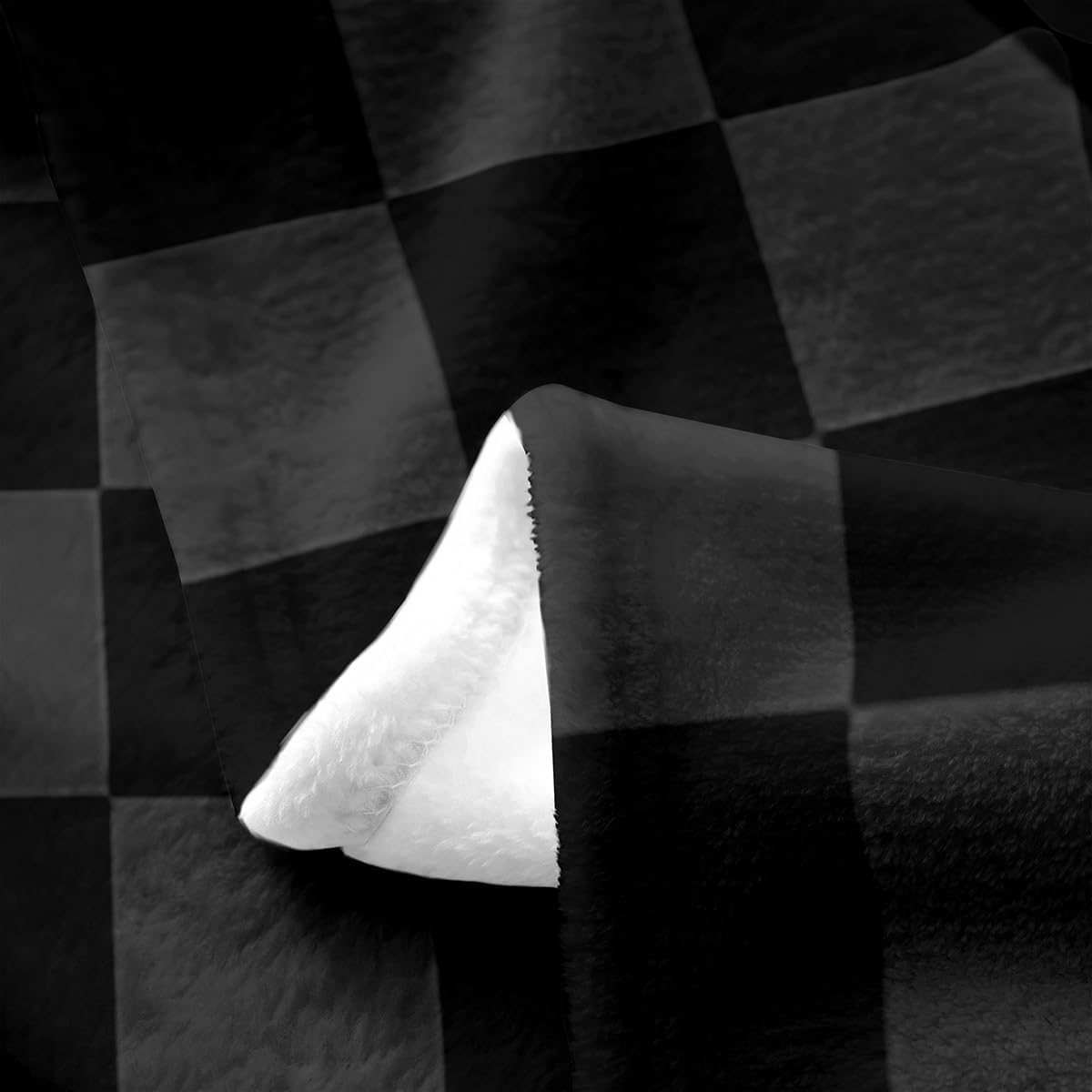 Black and Gray Checkered Throw Blanket,Geometric Plaids Grids Simple Fleece Blanket for Bedroom Decor,Abstract Checkerboard Buffalo Squares Super Soft Blankets All Seasons,Queen 90"x90"