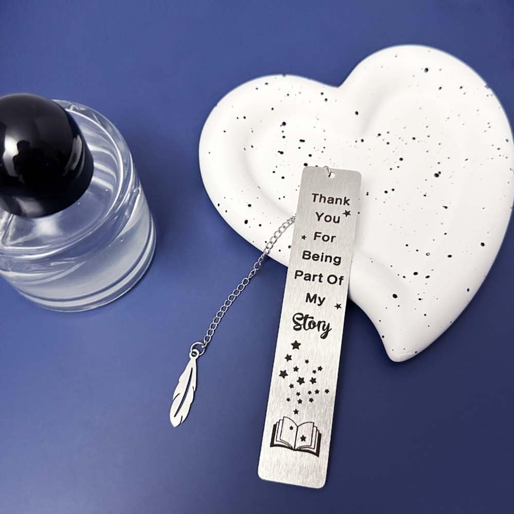 Thank You Gifts Metal Bookmarks for Women Men Book Lovers Teens Students,Stainless Steel Leaf Pendant Book Mark with Exquisite Gift Box