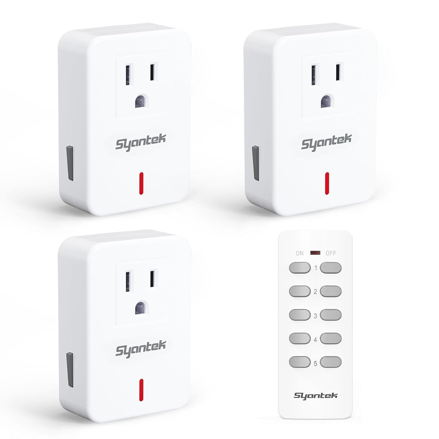 Remote Control Outlet Wireless Light Switch for Household Appliances, Expandable Remote Light Switch Kit, Up to 100 ft Range, FCC Certified, ETL Listed, White (3-1)