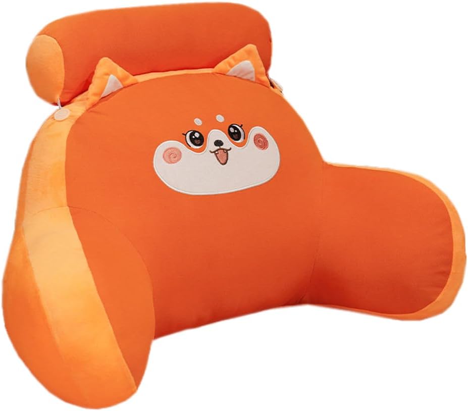 Ice Silk Office Chair Back Pillow Soft Home Bed Rest Reading Pillow Sofa Rest Lumbar Back Cushion with Small Bolster (Orange, 55×40×20cm/21.65"×15.7"×7.87")