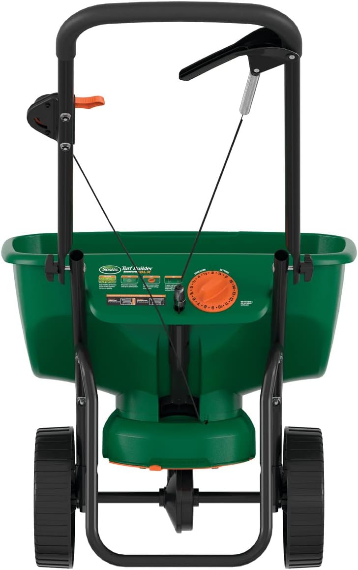 Scotts Turf Builder EdgeGuard DLX Broadcast Spreader - Spreader For Lawn Fertilizer, Weed & Insect Control, Grass Seed, and Ice Melt, Holds Up To 15,000 sq. ft. of Product