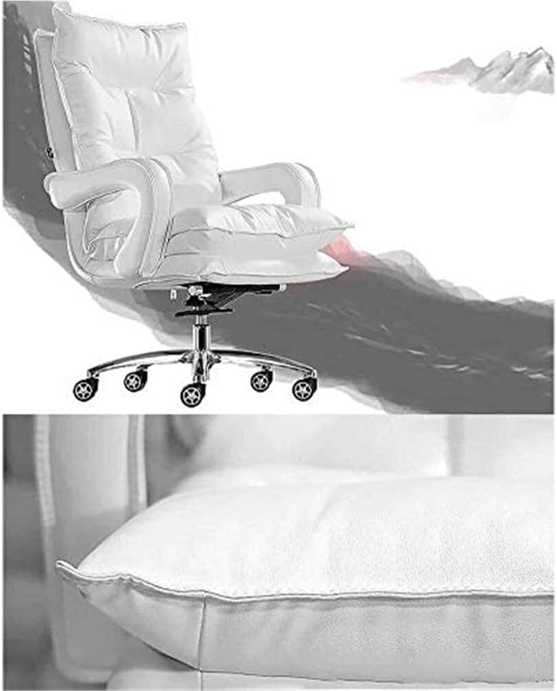 Big Tall Executive Boss Office Chair Adjustable Swivel Lumbar Support Classic Ergonomic Managerial Chairs for Meeting Room Lunch Break Reading(White)