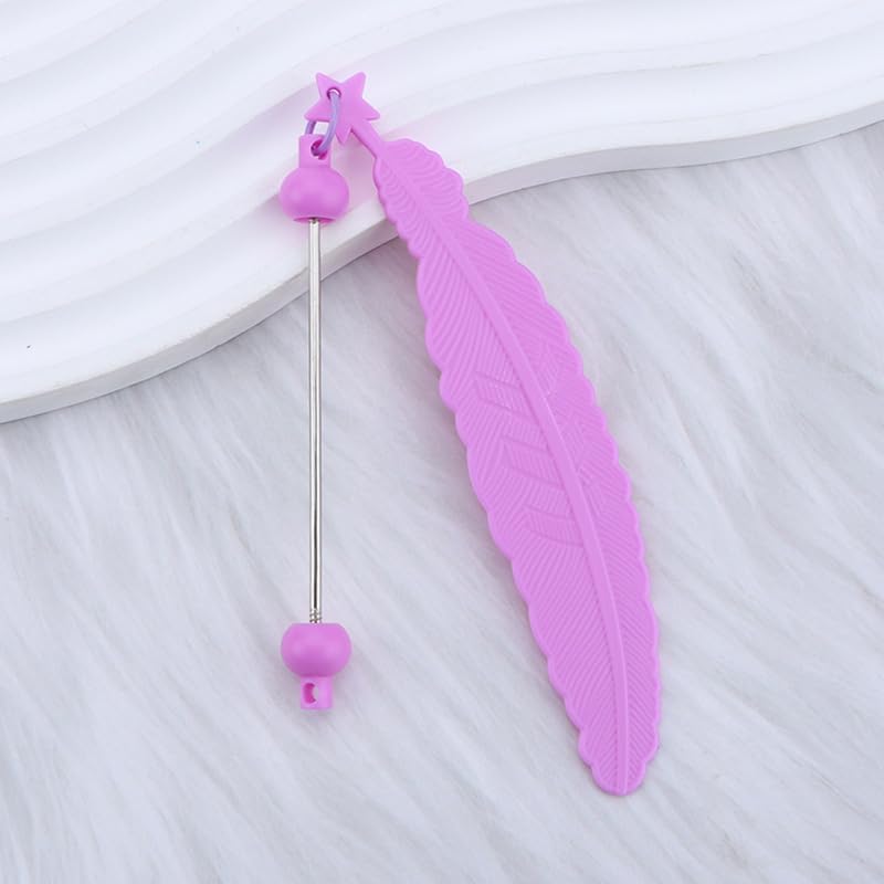 15 Packs Beadable Bookmarks with Bar Bulk Feather DIY Blank Bookmark for Beads Jewelry Pendants Charms Beading Book Make Marks Craft Colorful