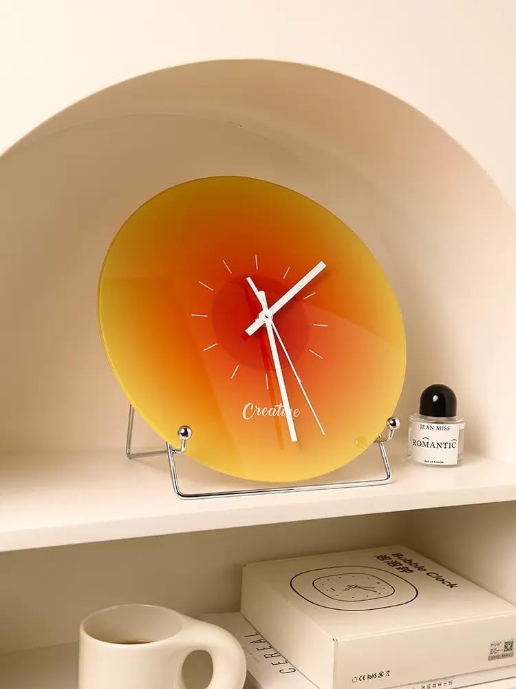 gugululu Sunset Wall Clock Holder, Multifunctional Metal Reading Stand, Record Magazine Display Holder, Small Book Rest for Kitchen Countertops (Silver)