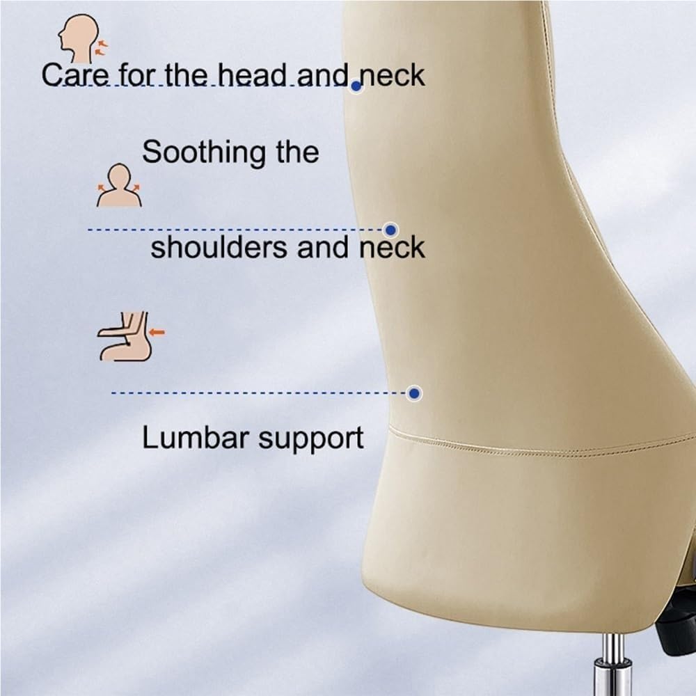Ergonomic High Back Executive Leather Office Chairs with Adjustable Armrests Modern Swivel Computer Desk Chair for Meeting Room Lunch Break Reading(Beige)