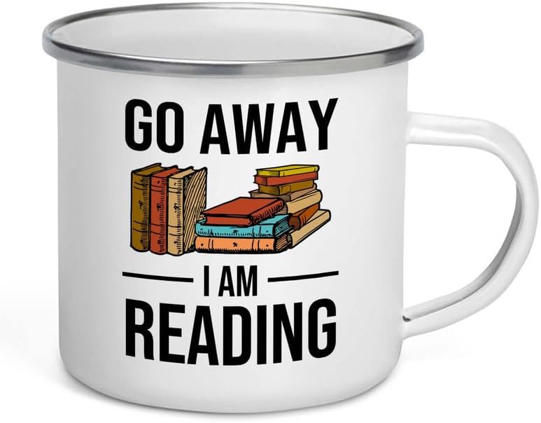 Reading Bookworm Camper Mug 12oz - Go Away I am Reading - Reading Reader Book Worm I Know Things Book Addict Book Lover Bookish Novelist Librarian Writer