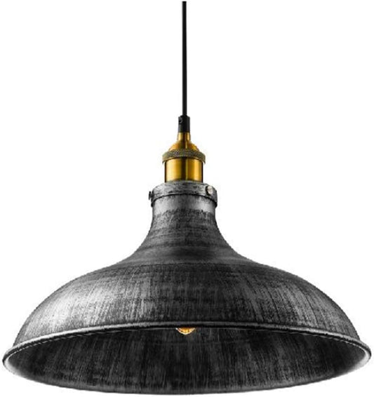 NIUYAO 14" Wide Rustic Industrail Big Barn Pendant Light Lamp Dome Shade Hanging Ceiling Light [Rust Silver] 427709