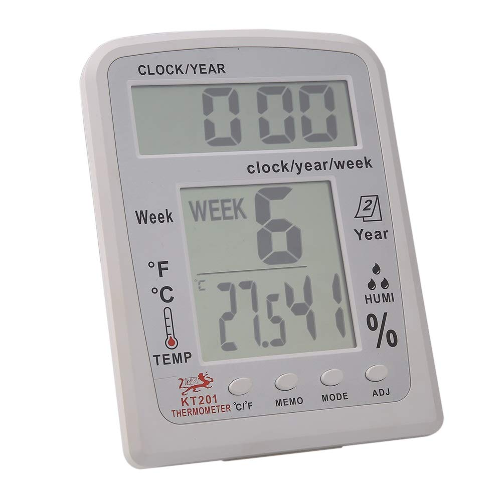 KT201 Digital LCD Thermometer Hygrometer Electronic Temperature Humidity Meter Weather Station Indoor Outdoor Tester Alarm Clock