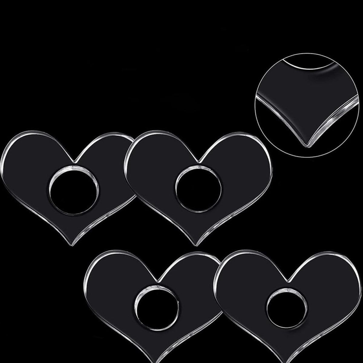 PRETYZOOM Acrylic Thumb Book Support Set 4pcs (mini 1.8cm, Small 2.0cm, Medium 2.2cm, Large 2.4cm) Heart-Shaped Finger Ring Bookmarkers for Home Reading Accessories