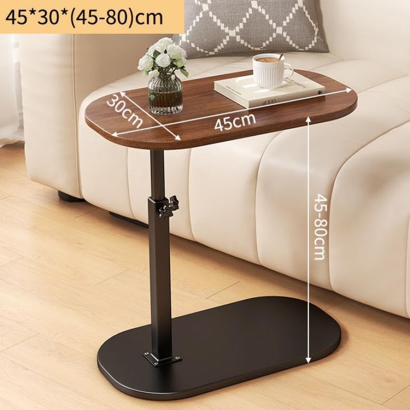 Simcat C Shaped Side Table,Adjustable Height C Table End Table for Couch,360°Swivel Couch Side Tables Slide Laptop Desk for Sofa/Bed/Bathtub/Rotating Tabletop (Log)
