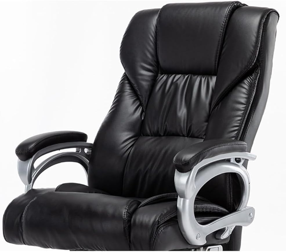 Genuine Leather High Back Executive Reclining Office Chairs with Adjustable Armrests Universal Wheels Ergonomic Chair for Meeting Room Lunch Break Reading