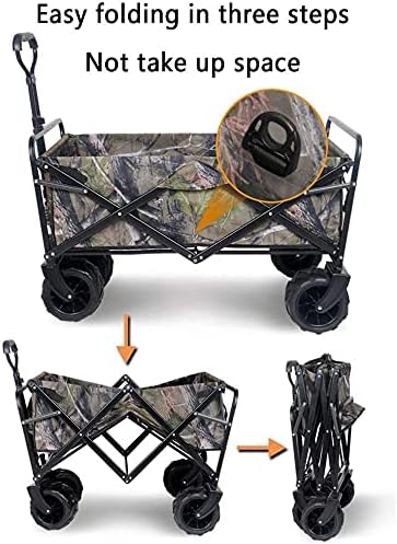 Outdoor Folding Utility Wagon Heavy Duty Collapsible Wagon Garden Cart with Universal Wheels Adjustable Handle Large Capacity Load-Bearing 100kg / 220lbs
