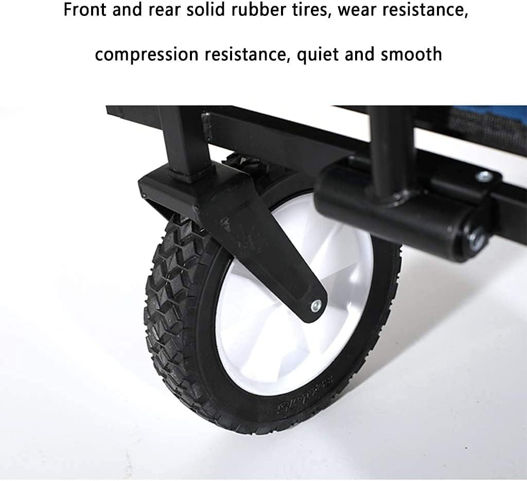 Outdoor Folding Utility Wagon Collapsible Camping Wagon Heavy Duty Garden Cart Portable Utility Trolley Adjustable Handle Load 60kg / 132lbs