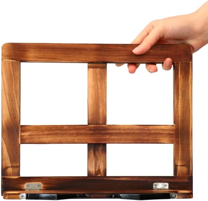 Foldable Recipe Book Stand,Wooden Frame Reading Bookshelf,Tablet Pc Support(E)