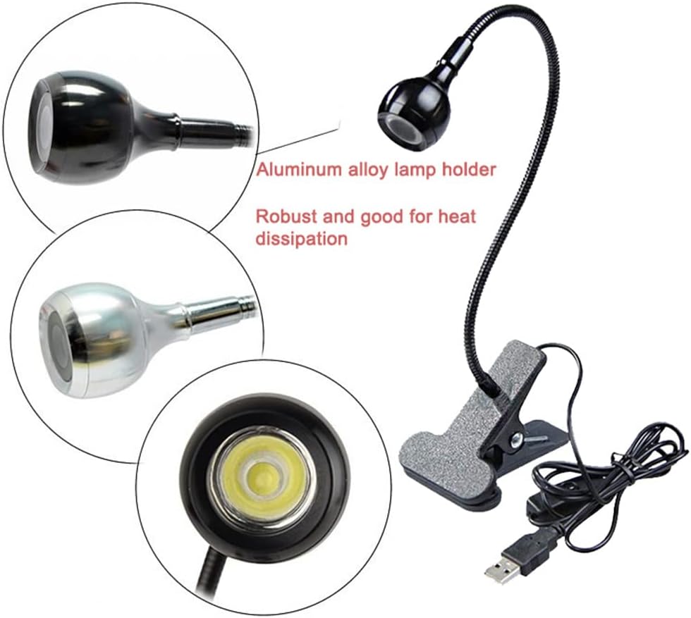 Led Clip on Light,Eye Caring Bed Reading Light,Reading Light with Gooseneck,360° Flexible Book Clamp Light,Night Light Clip on for Desk, Bed Headboard and Computers Black