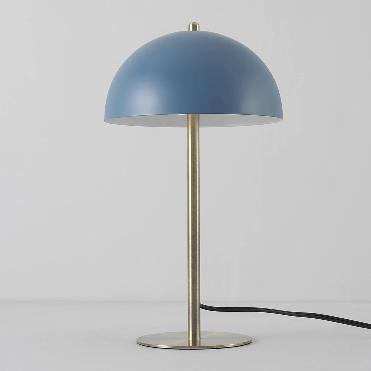 Globe Electric 52942 15" Blue Desk Lamp with Brass Accents, in-Line On/Off Rocker Switch, Ideal for Bedroom, Office Decor, Home Essentials, Reading Light, LED Bulb Compatible