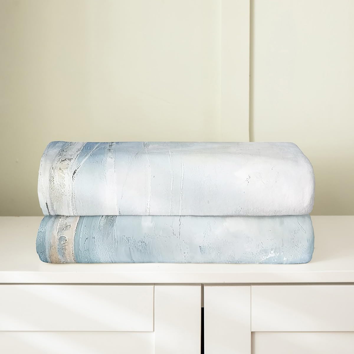 Erosebridal Watercolor Trees Throw Blanket Queen 90x90 Inch for Bedroom Living Rooms Sofa Couch,Birch Trees Fleece Blanket,Botanical Wild Plants Bed Blanket,Blue Tie Dye Flannel Blanket