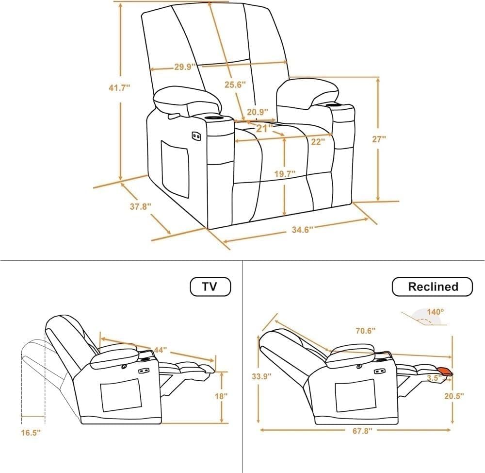 Electric Recliner Chair for Adults Lift Recliner Chairs with Massage and Heat Adjustable Sofa with Extended Footrest for Living Room Home Theater