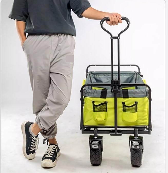 Portable Camping Cart,Outdoor Folding Camping Cart with Garden Utility Transporter Portable Camping Trolley for Beach Fishing and Festivals (Rosso)