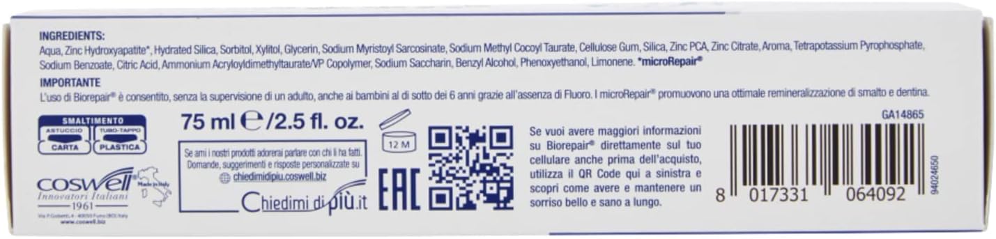 Biorepair Paste Oralcare Intensive Night Repair 75ml by COSWELL SpA