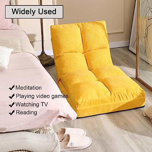 Indoor Floor Chair,Multiple Position Adjustable Padded Gaming Sofa Chair with Backrest, Lazy Sofa Lounge for Reading,Folding Comfy Meditation Chair,Perfect for Living Room,