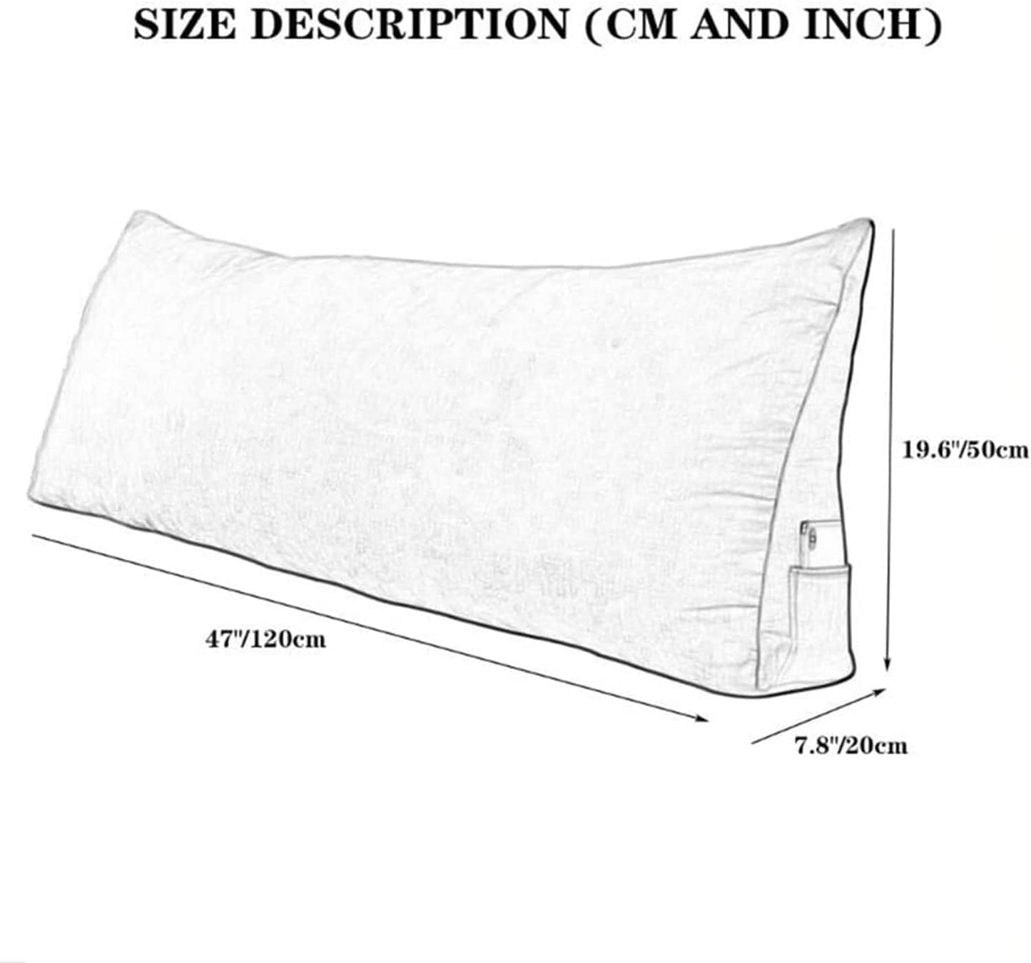 Large Triangular Headboard Pillow,Soft Triangle Cushion Reading Pillow Bolster Backrest Positioning Support Wedge Pillow(Size:120x20x50cm(47x7.8x19.6),Color:D)