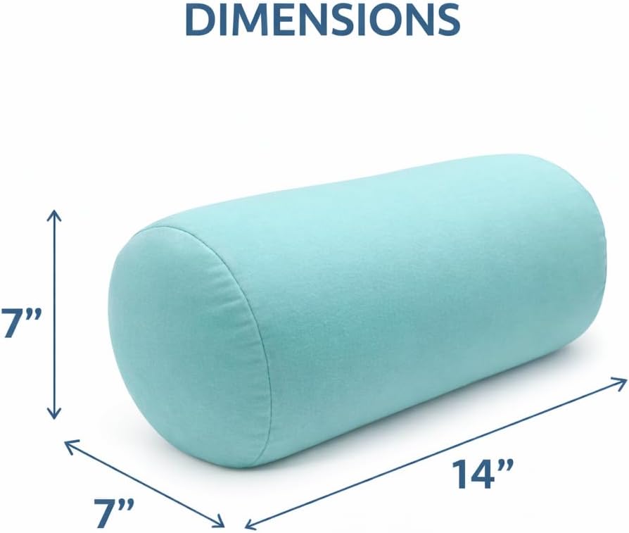 Microbead Roll Bolster Travel Neck Support Pillow and Post-Surgery Therapy Pillow (Light Blue)
