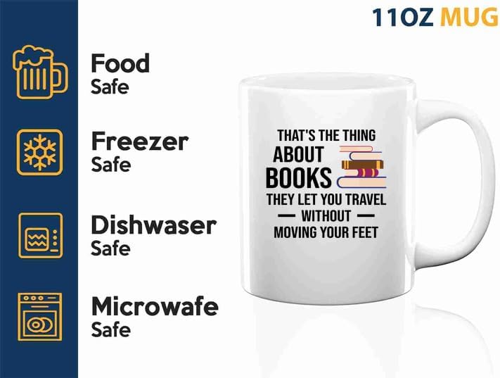 Book Lover Coffee Mug 11oz White -let you travel - Book Lovers Gifts Book Reader Gifts Book Club Gifts Book Reading Cup Reading Gifts