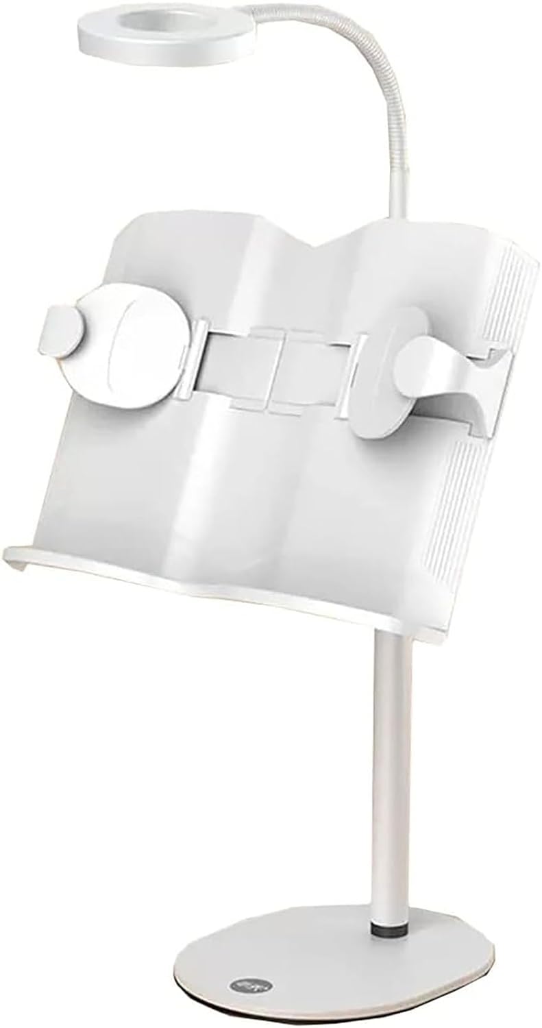Book Stand for Reading Portable Book Holder with USB Light Adjustable Cookbook Stand for Recipe Laptops Stand for Tablet Book Holder Stand for Reading Writing