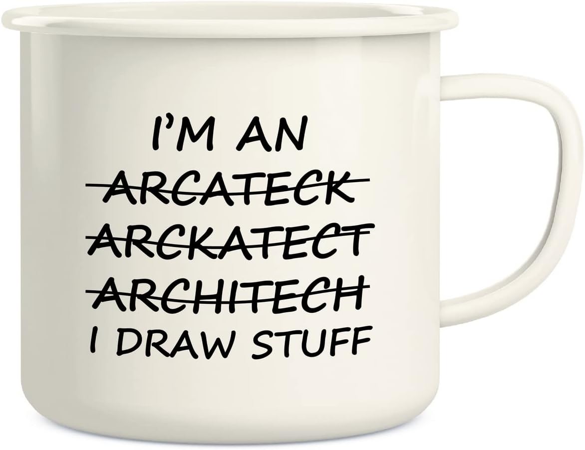 Retreez I'm An Architect I Draw Stuff 16 Oz Enamel Stainless Steel Metal Camping Campfire Coffee Mug - Funny Humor Sarcasm Inspirational birthday gifts for friends, coworkers, siblings, dad or mom