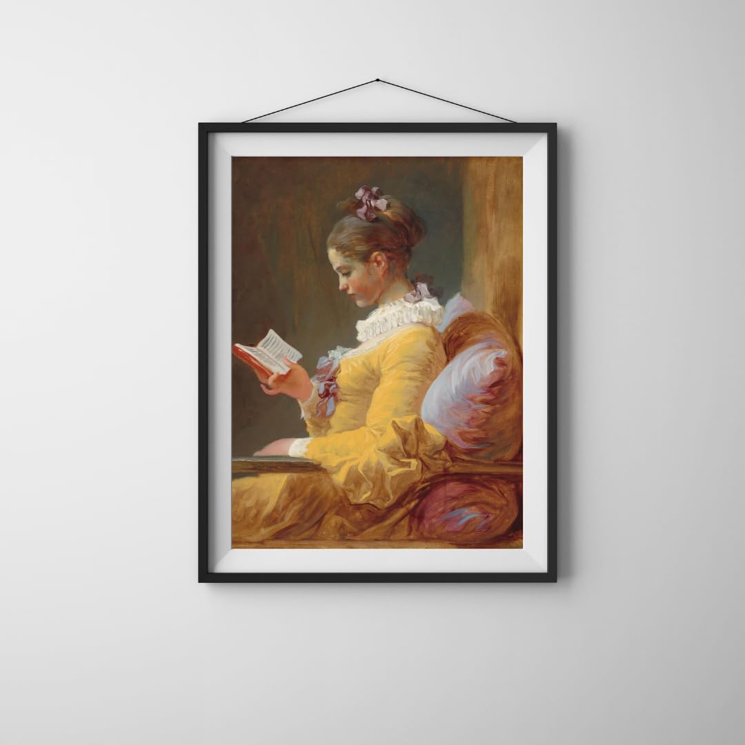 A Young Girl Reading Small Book The Reader 1770 Painting By Jean-Honoré Fragonard 20"X24" Image Size on CANVAS Fine Art Print Poster Shipped Rolled-up
