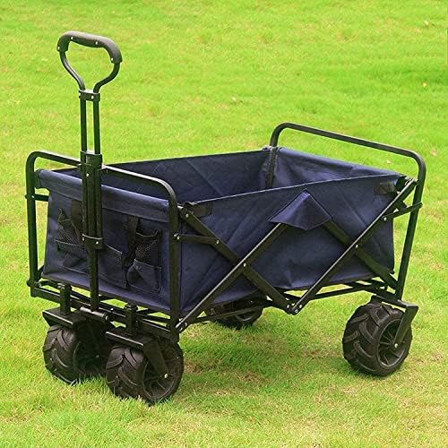 Portable Camping Cart,Coapsible Folding Outdoor Utility Wagon Heavy Duty Garden Portable Hand Cart with Big Wheels Adjustable Handle for ping Camping Beach Picnic