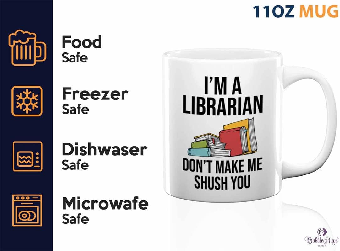 Book Lover Coffee Mug 11oz White - make me shush you - Birthday Gifts for Readers Gifts for Book Lovers Girls Book Club