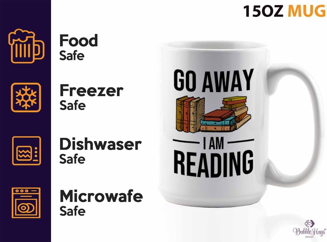 Reading Bookworm Coffee Mug 15oz White - Go Away I am Reading - Reading Reader Book Worm I Know Things Book Addict Book Lover Bookish Novelist Librarian Writer
