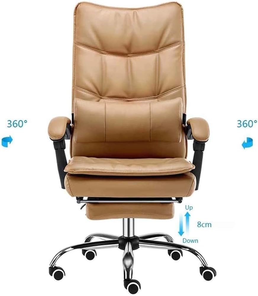 Ergonomic Height Adjustable Leather Swivel Chairs Armrest Computer Desk Task Office Chair for Business Meeting Room Lunch Break Reading