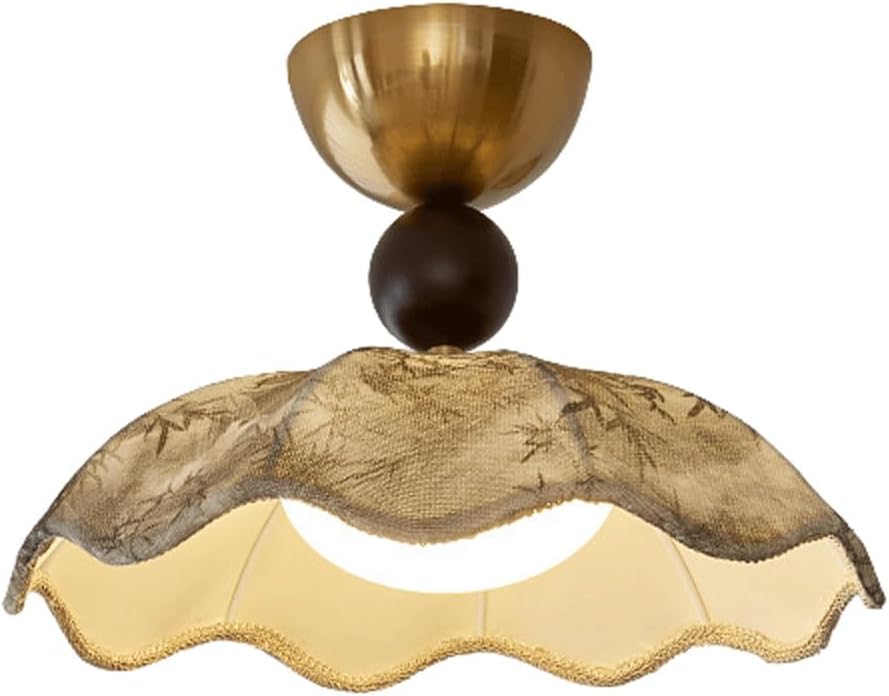 Ceiling Light Modern Metal Base Fabric Shade Flush Mount Ceiling Lamp LED Vintage Flush Mount Light for Bedroom Study Room Living Room Interior Home Decor Fixture Close to Ceiling Lighting