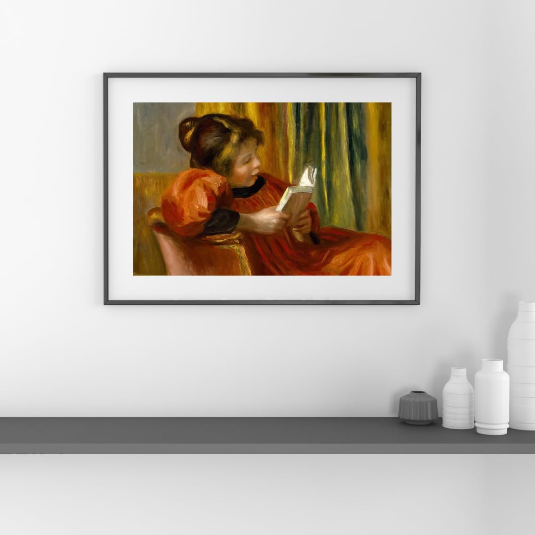 Girl Reading a Book Seated Chair Painting by Pierre Auguste Renoir 20"X24" Image Size on Matte Paper Fine Art Print Poster Shipped Rolled-up