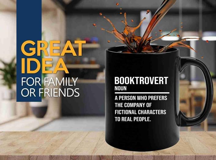 Book Lover Coffee Mug 11oz Black -booktrovert - Book Lovers Gifts Book Reader Gifts Book Club Gifts Book Reading Cup Reading Gifts