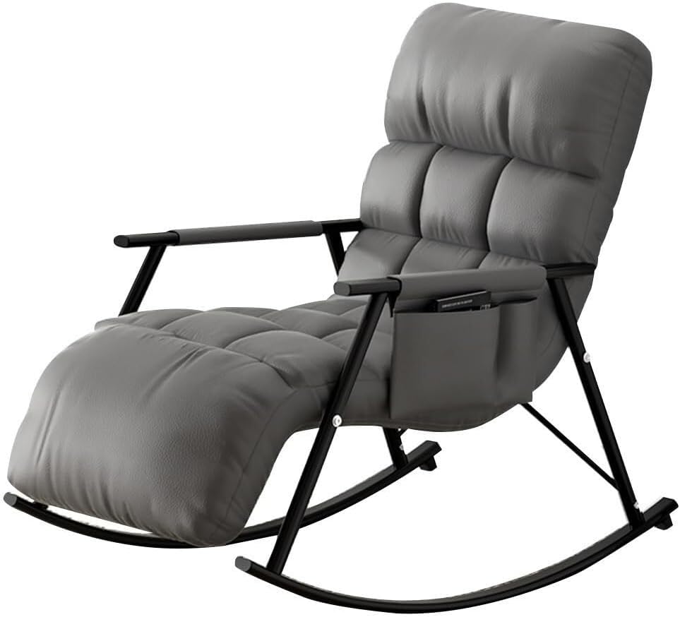 Modern Rocking Chair - Soft Reclining Armchair for Living Room, Bedroom & Lounge - Comfortable Relaxing Chair for Reading & Leisure (Gray B)