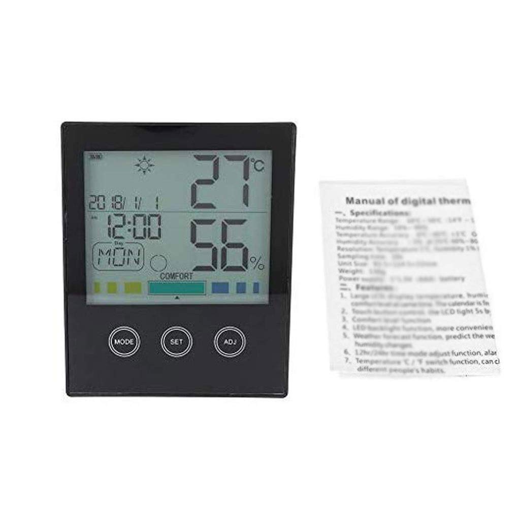 Digital Hygrometer Thermometer,Humidity Gauges Monitor Temperature Gauge Indicator Time Display Built-in Clock