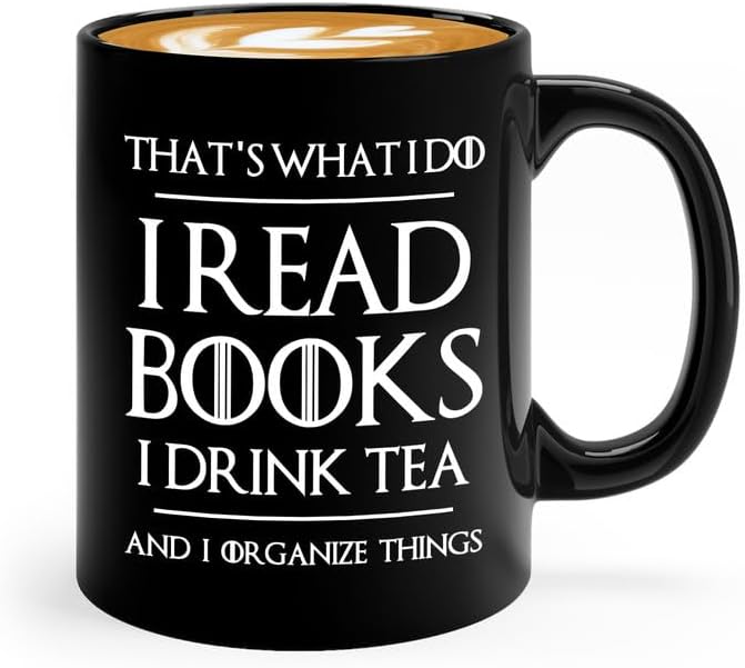 Book Lover Coffee Mug 11oz Black - Tea Organize Things - Book Lover Gifts For Women Book Club Book Lovers Gifts Bookworm Book Reader Gifts