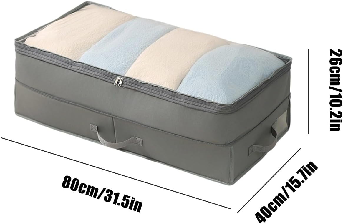 Under Bed Storage Containers | Large Capacity Foldable Self-Compressing Bins | Under The Bed Storage | for Quilts Blankets Seasonal Clothing Bedding Closet Garage Basement Attic Bedroom Home